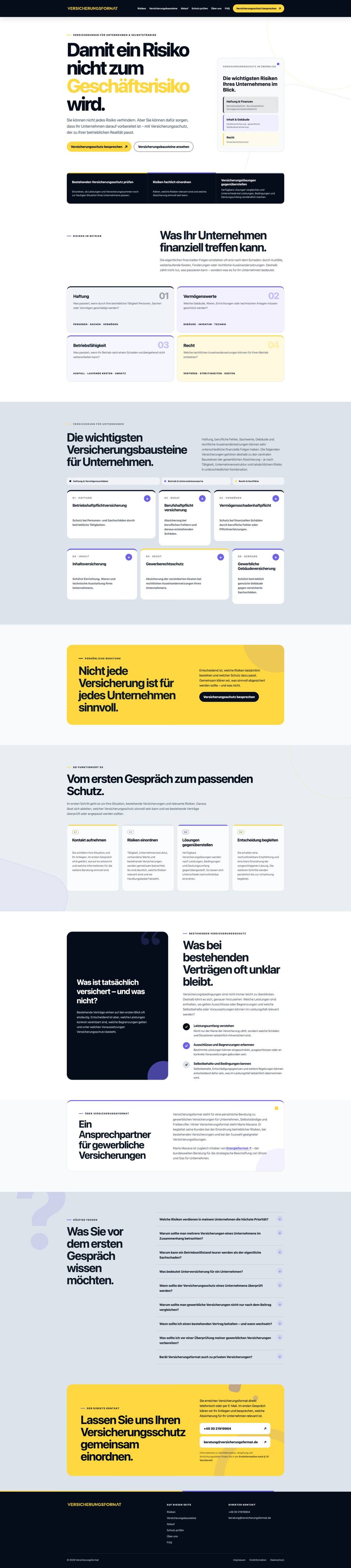 Versicherungsformat: neue Startseite
